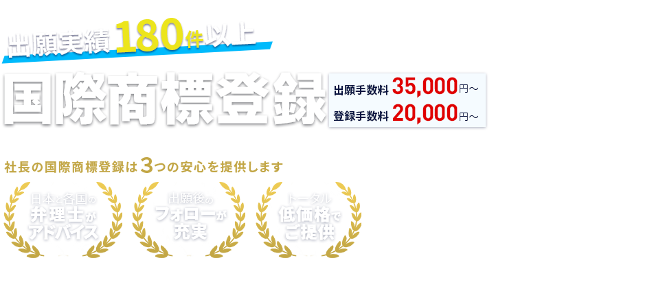 出願実績180件以上！国際商標登録