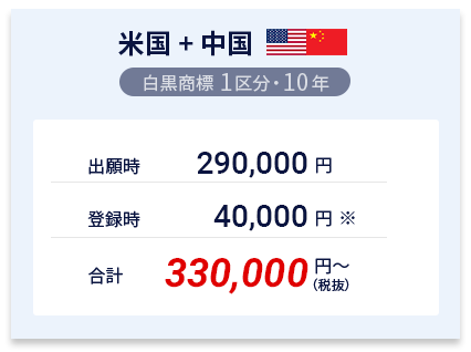 米国＋中国：合計¥270,000（税抜）~