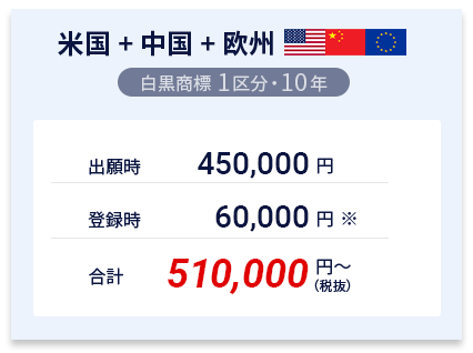 米国＋中国＋欧州：合計¥410,000（税抜）~